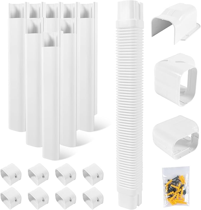 LyPrem  Mini Split Line Set Cover 4 PVC Line Cover Kit for Mini Split and Central Air Conditioner & Heat Pump