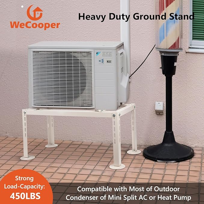 WeCooper Mini Split Ground Stand for 9000-24000 BTU Ductless AC Heat Pump,Heavy Duty Adjustable Mini Split Condenser Stand,Max Load 450LBS